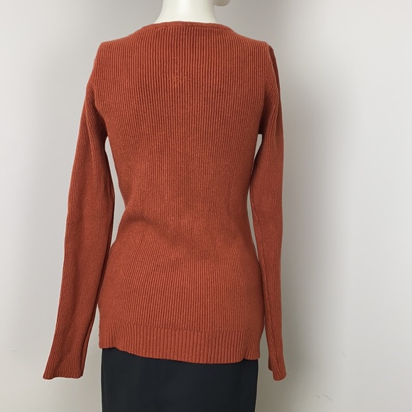 Cyrus Rust Orange Ribbed Knit Stretch Sweater Size M - Picture 6 of 11